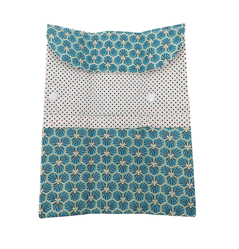 Etui à couverts "Fleurs japonaises" turquoise