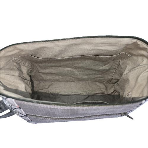 Sac à main artisanal jeans gris et kaki