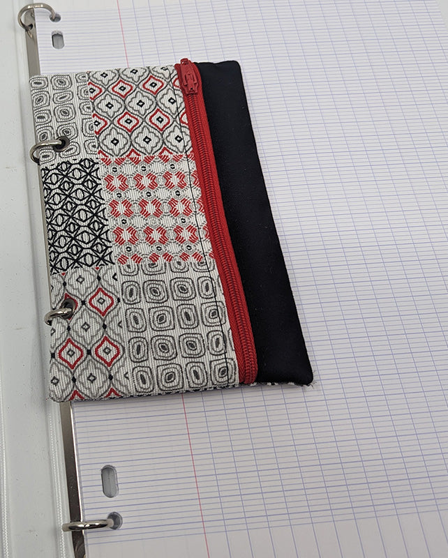 Trousse pour classeur "Mosaïque" noir et rouge