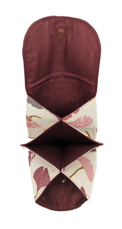 Porte-monnaie origami ginkgo bordeaux