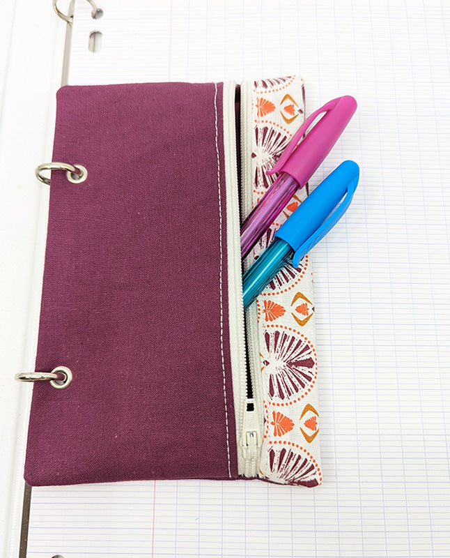 Trousse pour classeur "Aztèque" prune