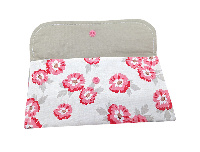 Pochette double fleurs roses