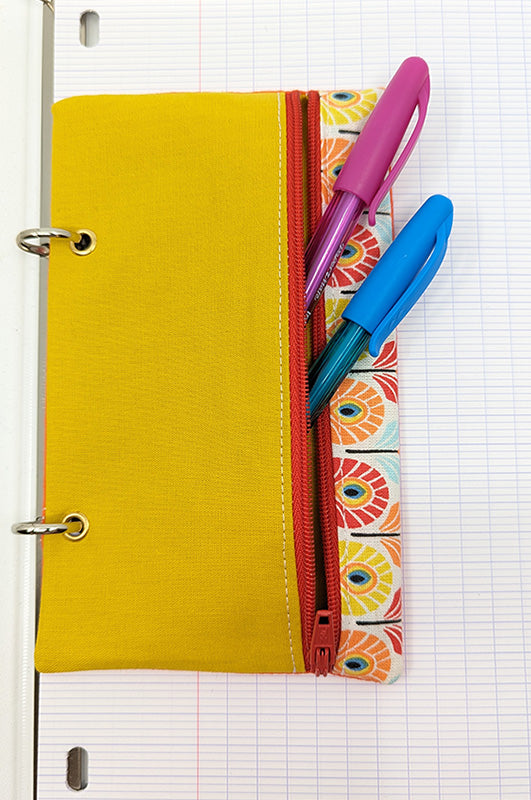 Trousse pour classeur "Plumes de Paons" jaune