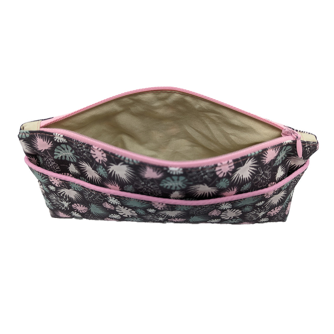 Trousse avec poche extérieure "Feuilles de palmiers"