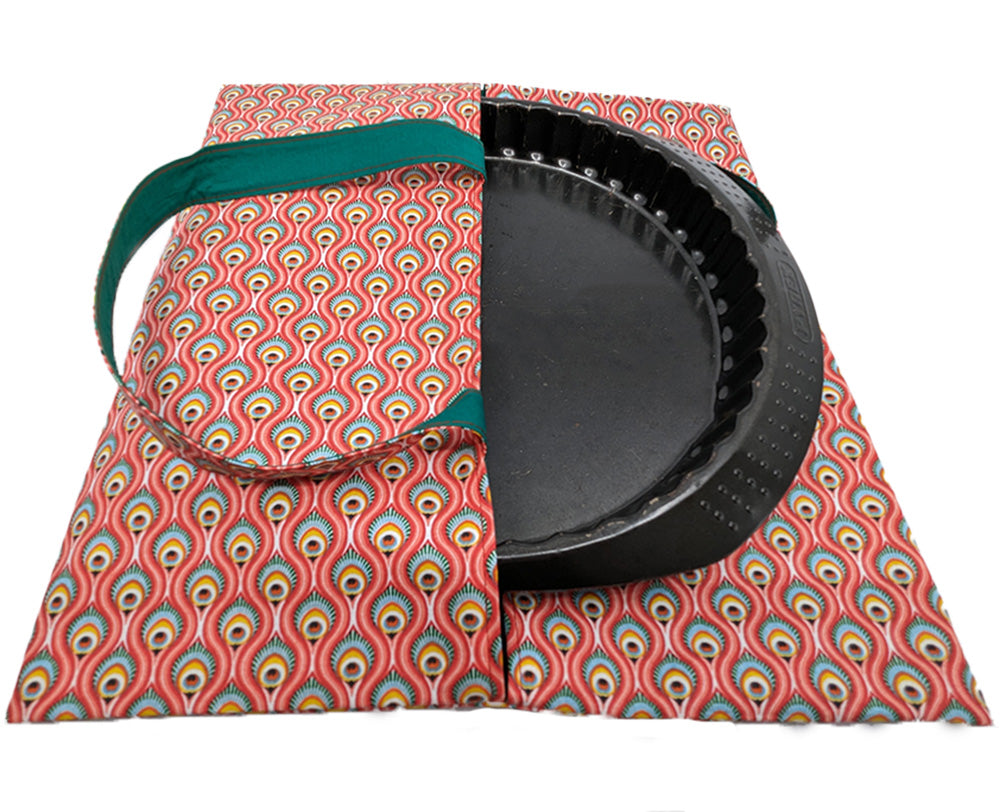 Sac à tarte réversible Paon rouge et vert