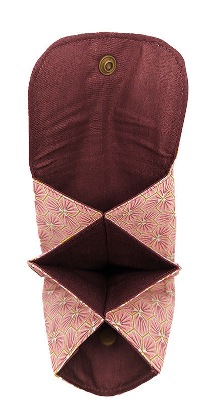 Porte-monnaie "Fleurs japonaises" rose et bordeaux