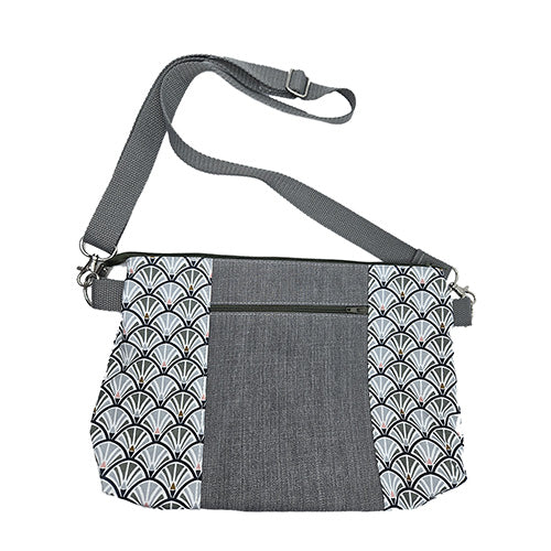 Sac à main artisanal jeans gris et kaki