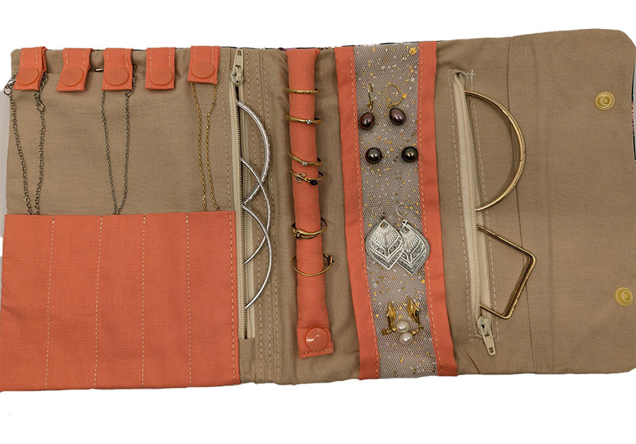 Pochette à bijoux de voyage ginkgo vert
