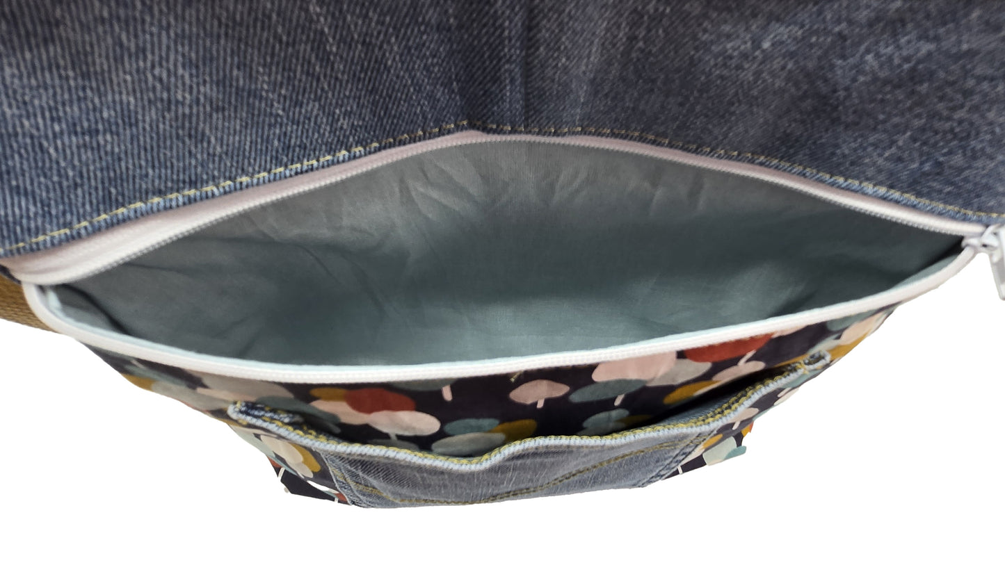 Sac à bandoulière artisanal jeans "Bulles"