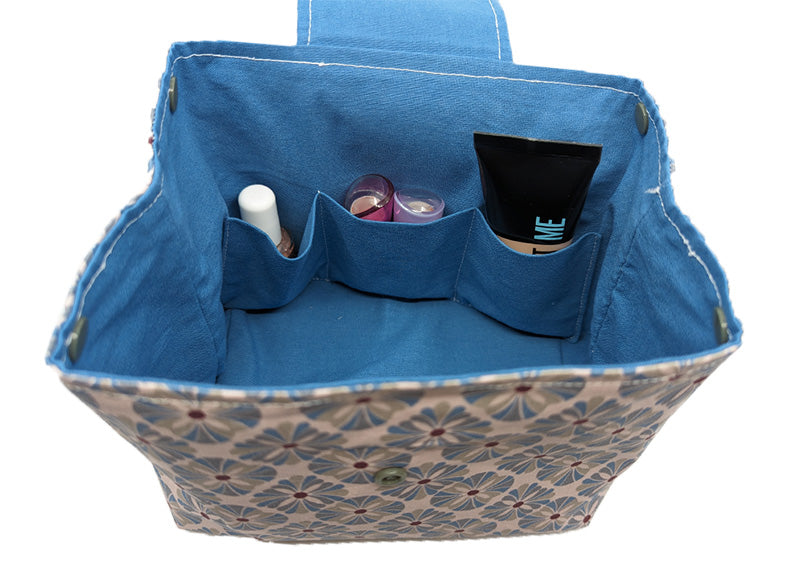 Trousse à grande ouverture "Rosaces bleues"