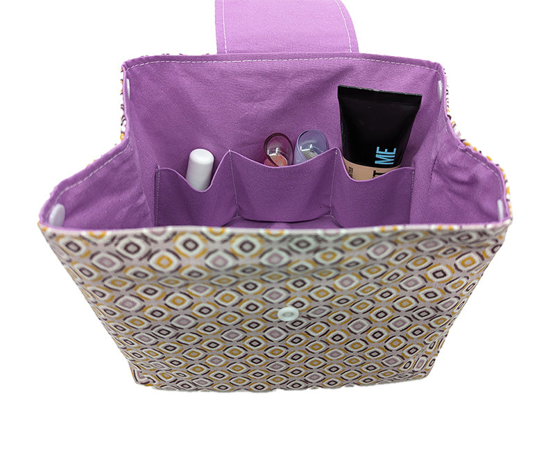 Trousse à grande ouverture "Losanges violets"