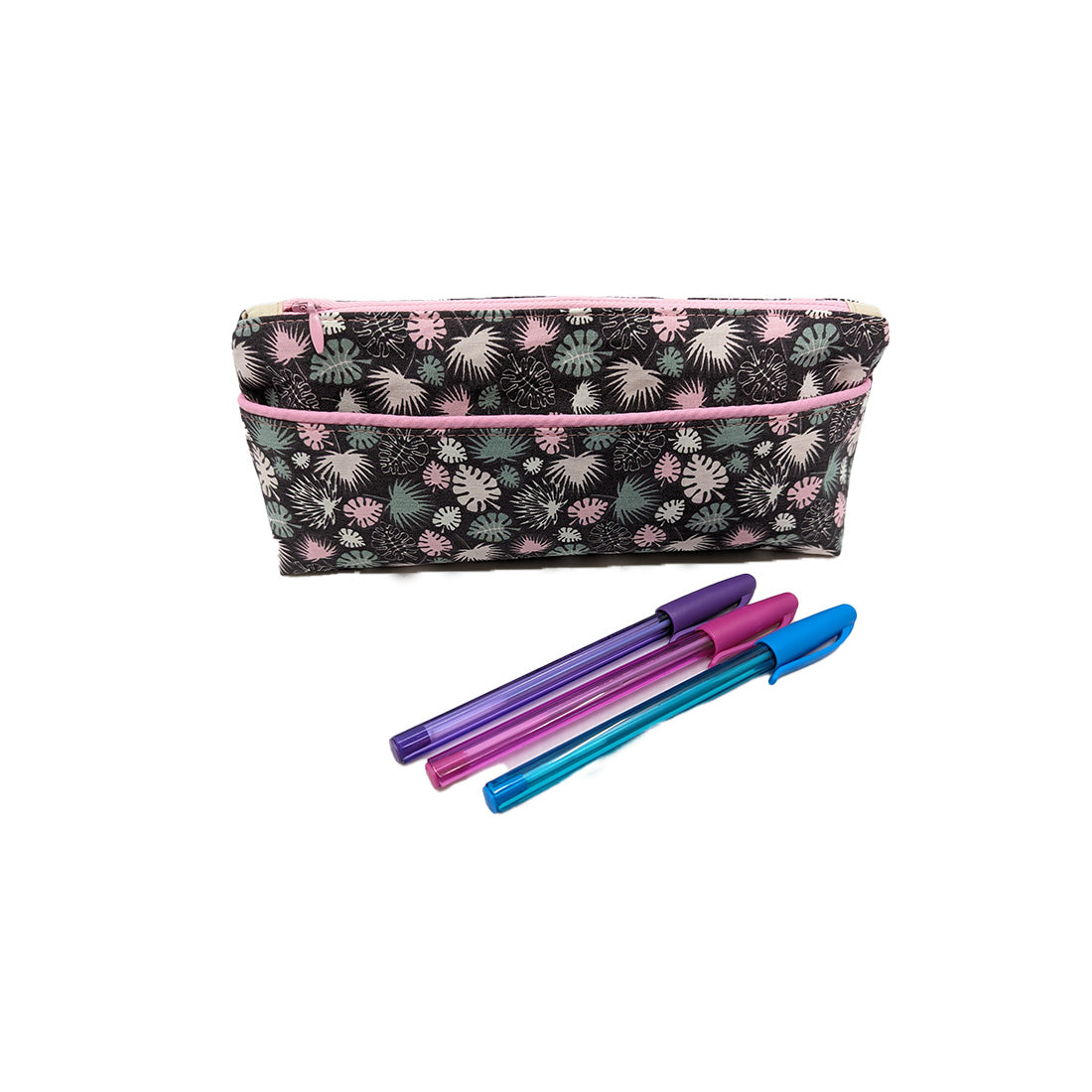 Trousse avec poche extérieure "Feuilles de palmiers"