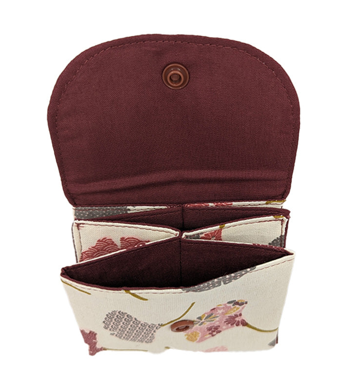 Porte-monnaie origami ginkgo bordeaux