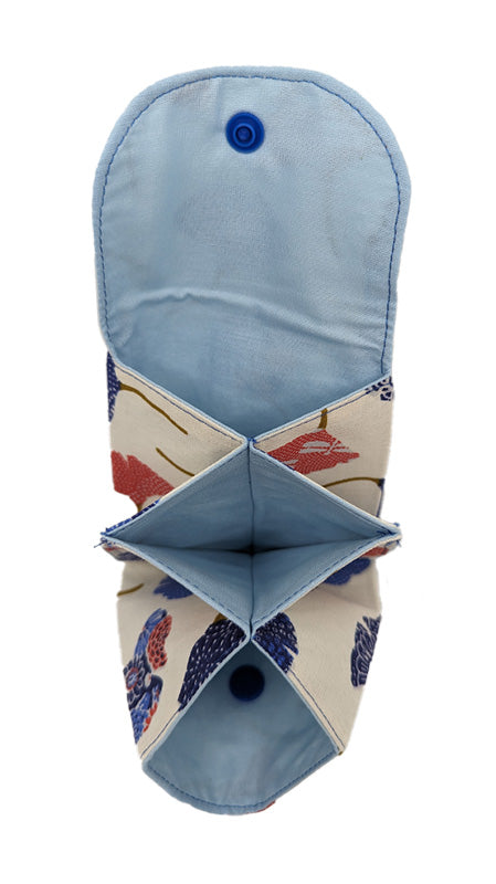 Porte-monnaie origami ginkgo bleu