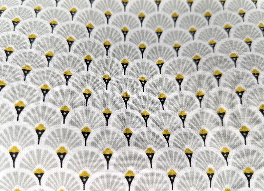 Trousse avec poche extérieure éventails gris