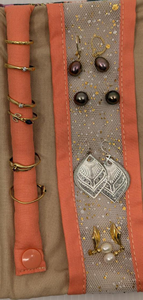 Pochette à bijoux de voyage ginkgo vert