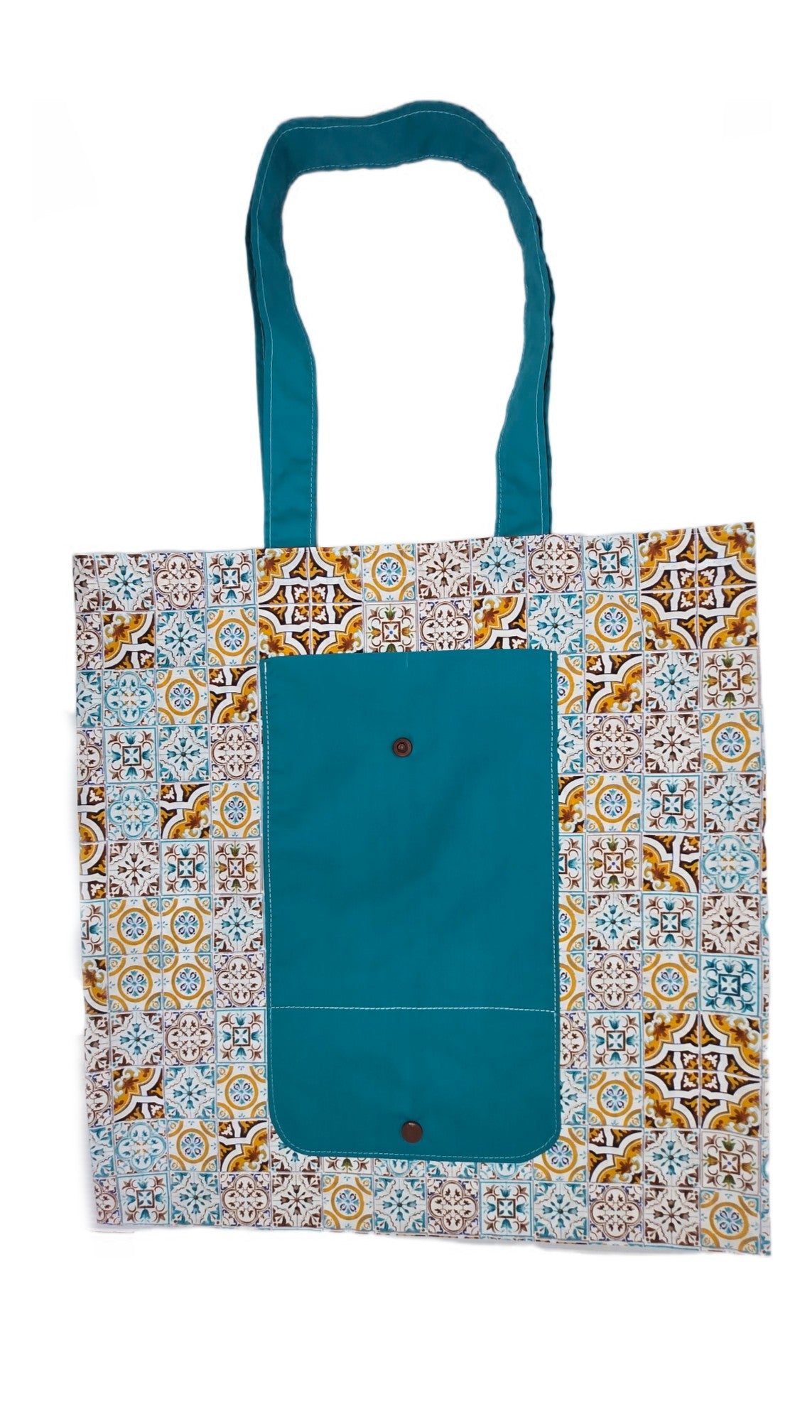 Sac pliable "Faïence" et turquoise