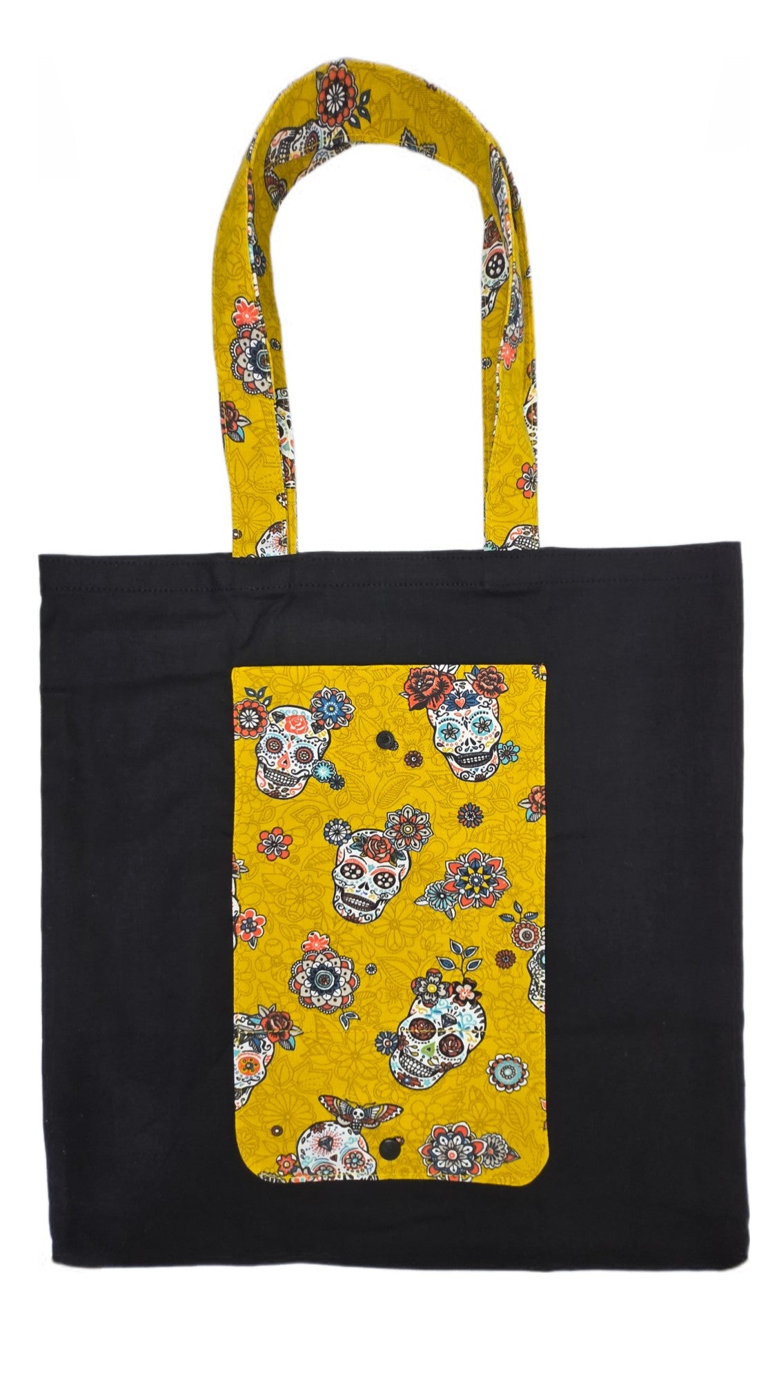 Sac pliable "Têtes de mort" jaune