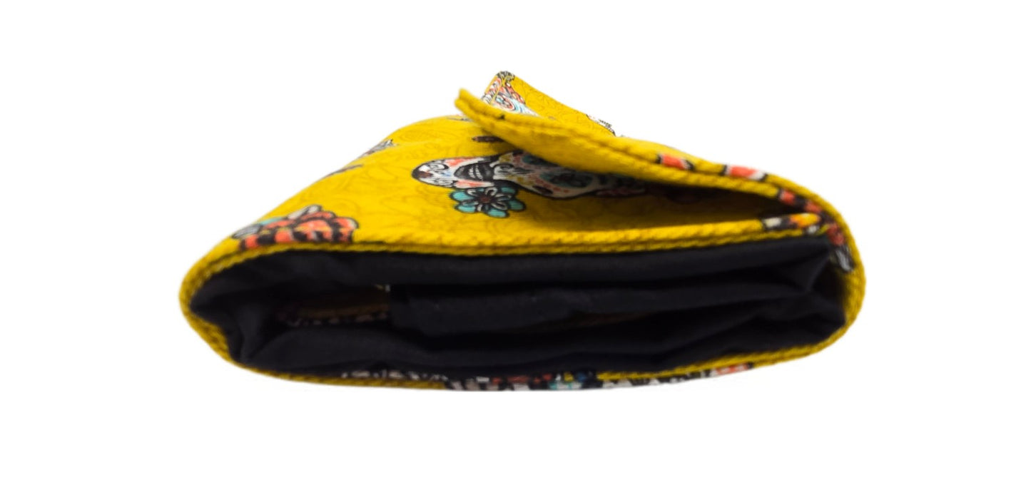 Sac pliable "Têtes de mort" jaune