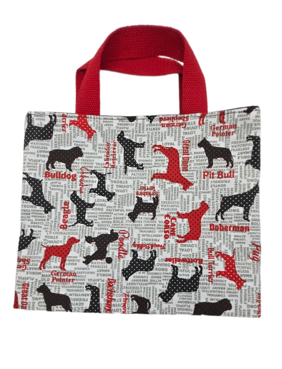 Mini tote bag "Toutous" rouges et noirs