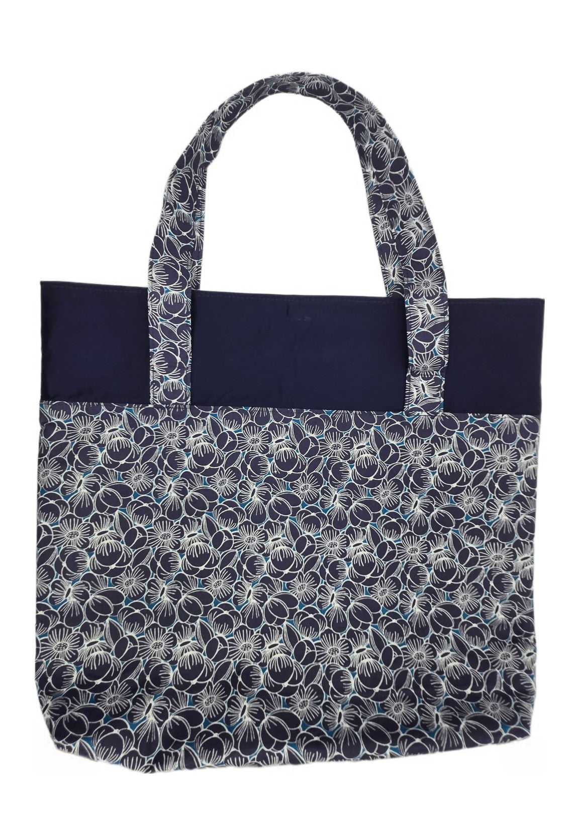 Sac bicolore pression aimantée "Fleurs marines"