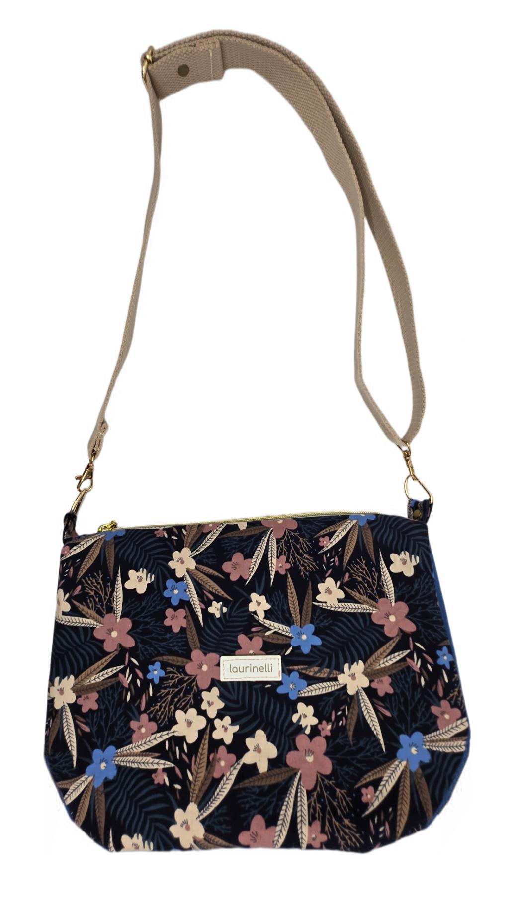 Sac à main artisanal en jeans "Fleurs Romantiques"