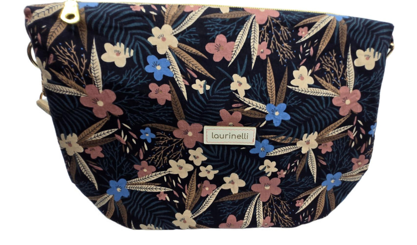 Sac à main artisanal en jeans "Fleurs Romantiques"
