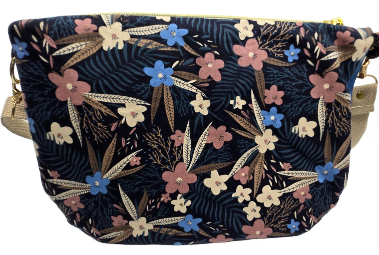 Sac à main artisanal en jeans "Fleurs Romantiques"