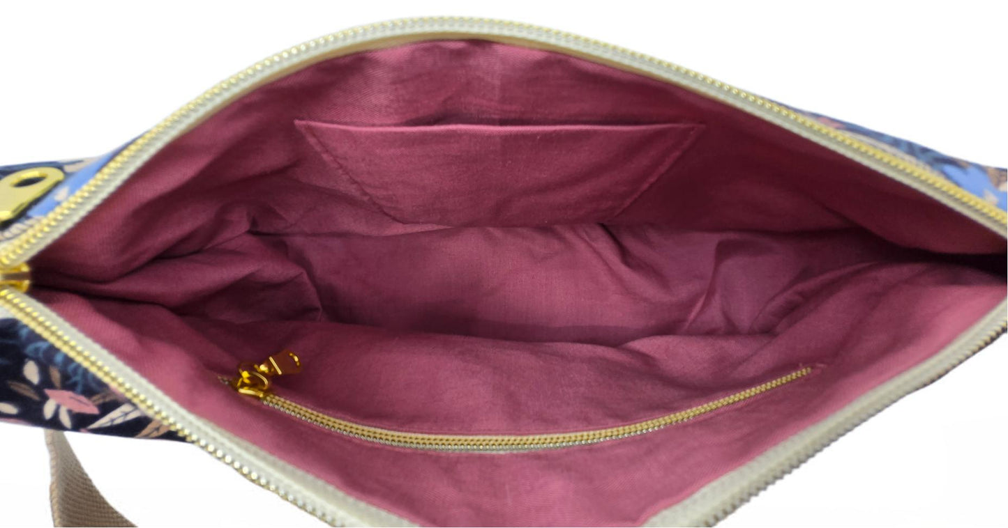 Sac à main artisanal en jeans "Fleurs Romantiques"