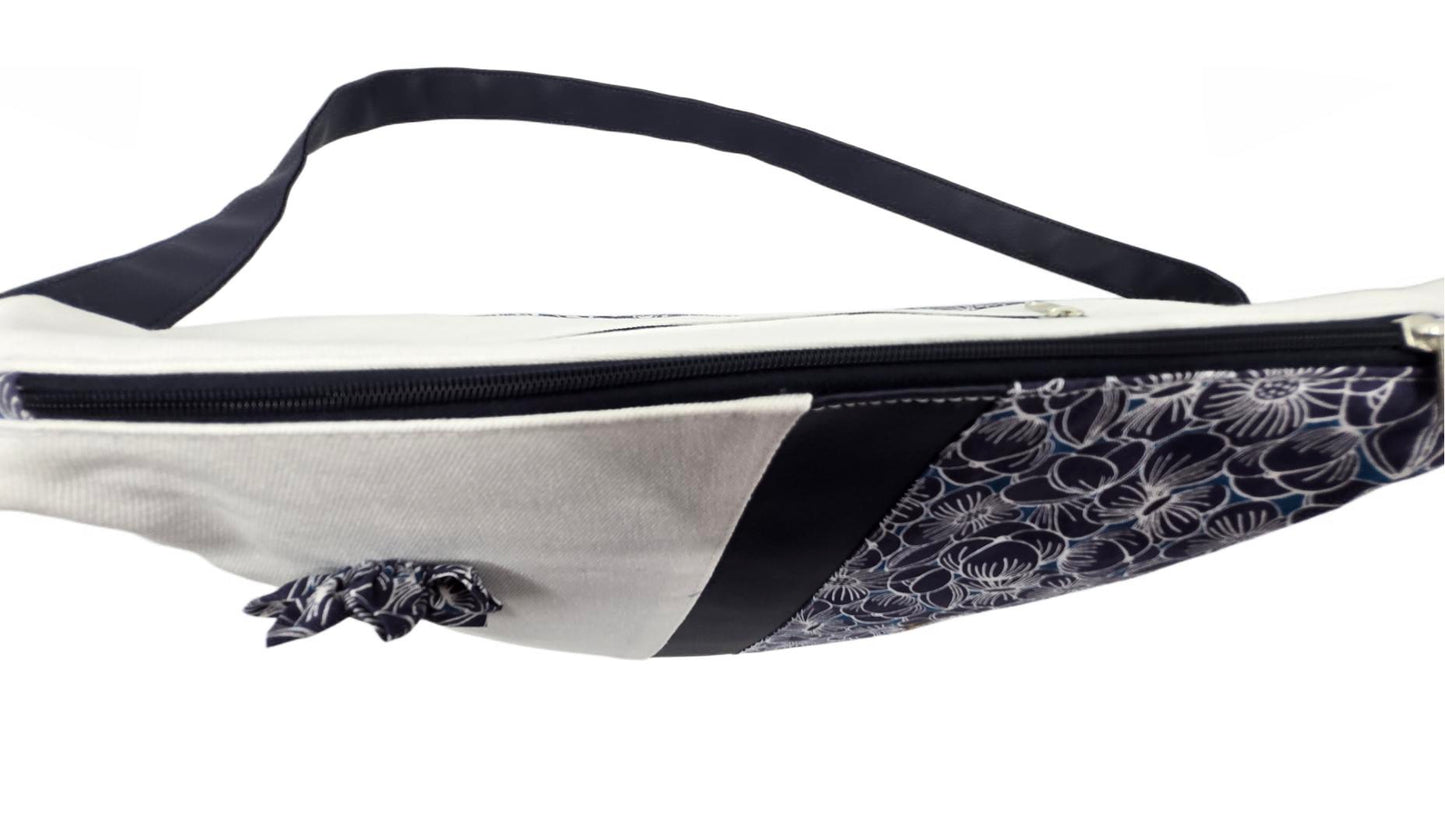 Sac à main artisanal en denim blanc "Fleurs marines"