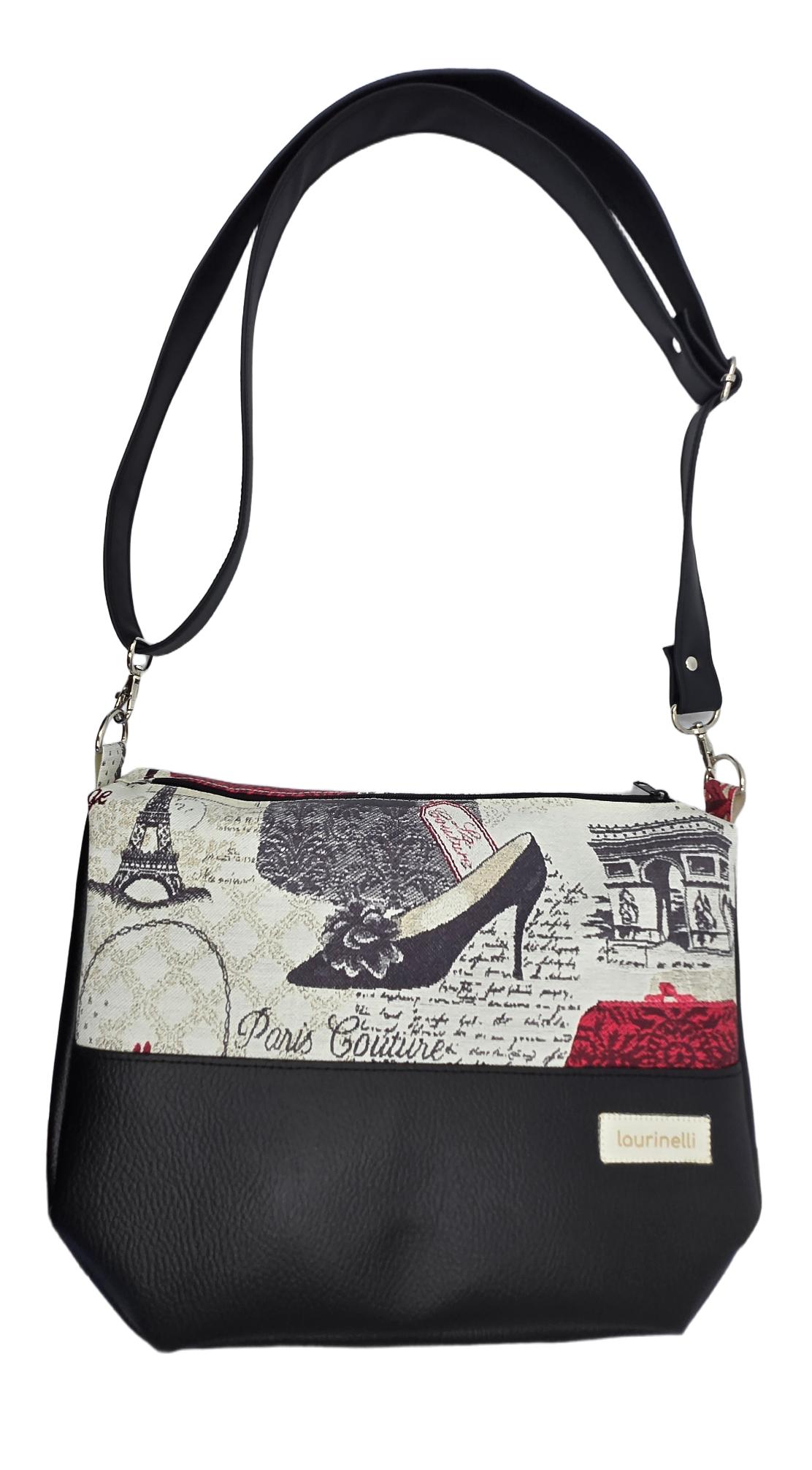 Sac à main artisanal en simili-cuir "Paris chic" noir