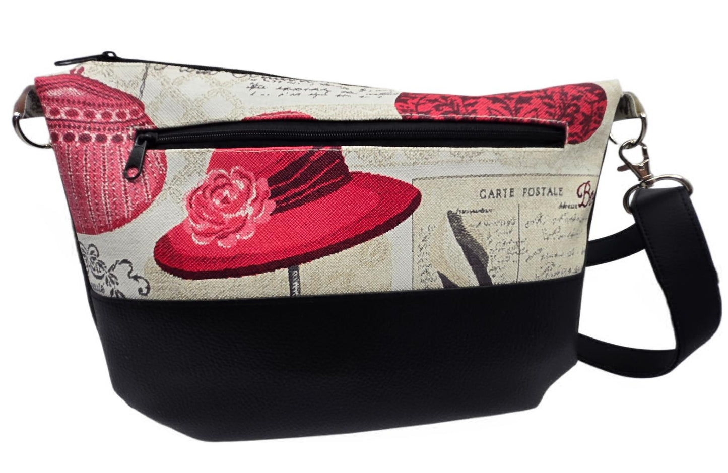 Sac à main artisanal en simili-cuir "Paris chic" noir