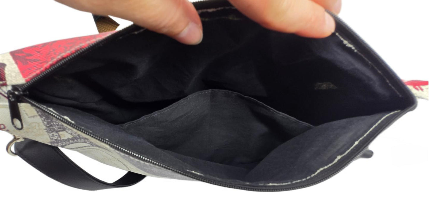 Sac à main artisanal en simili-cuir "Paris chic" noir