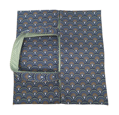 Sac à tarte réversible éventails bleus