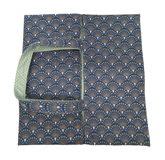 Sac à tarte réversible éventails bleus