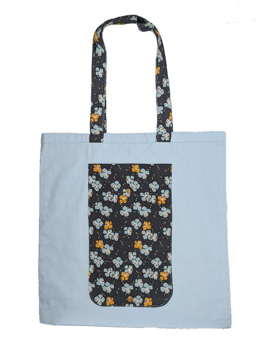 Sac pliable "Fleurs bleues"