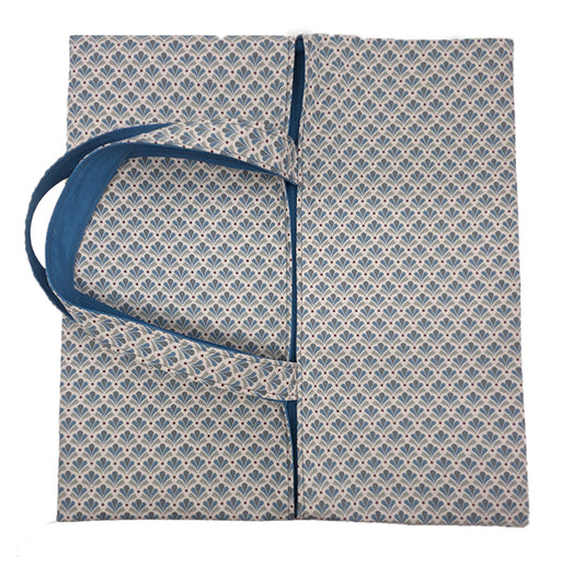 Sac à tarte réversible éventails gris-bleus