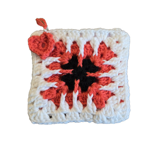 Trousse au crochet corail petit format