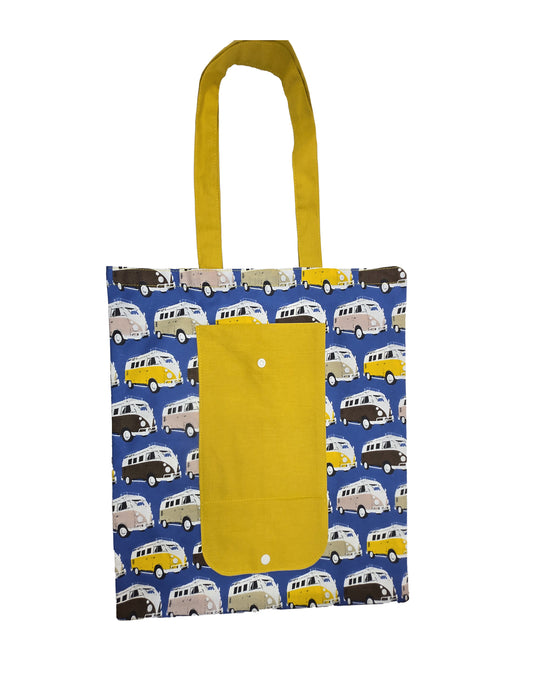Sac pliable "Combi" bleu et jaune