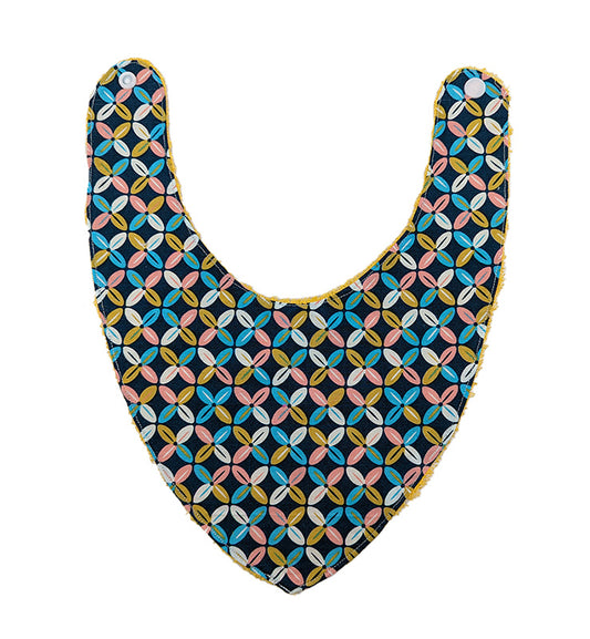 Bavoir bandana bleu et jaune - 6 à 18 mois