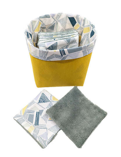 Panier à lingettes "Lignes et triangles" jaune