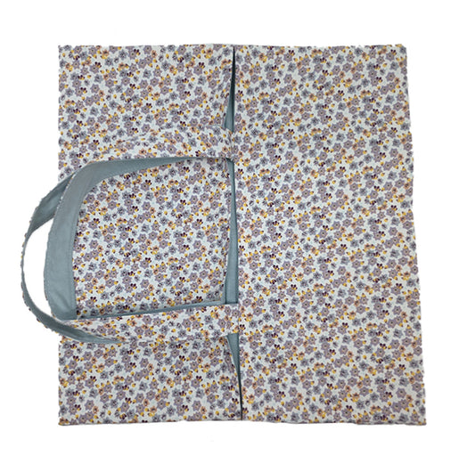 Sac à tarte réversible fleurs bleues