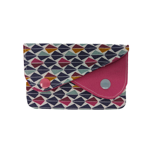 Porte-monnaie double à pressions "Triangles" rose