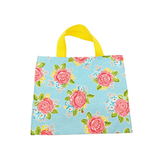 Mini tote bag bleu à fleurs