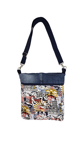 Sac à bandoulière artisanal jeans et manga