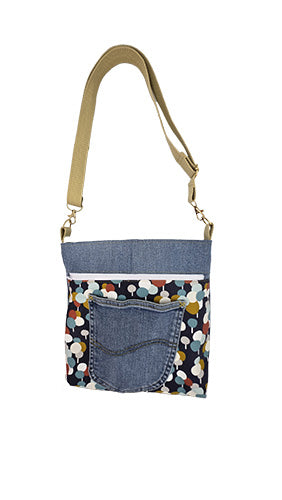 Sac à bandoulière artisanal jeans "Bulles"