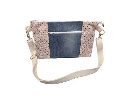 Sac à main artisanal jeans et rose