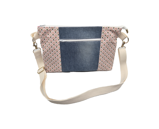 Sac à main artisanal jeans et rose
