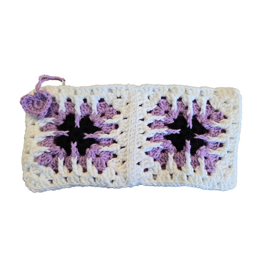 Trousse au crochet violette grand format