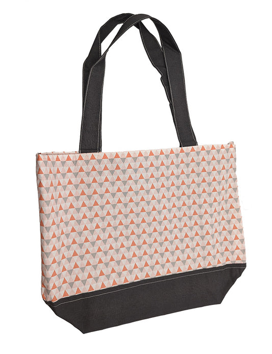 Sac bicolore zippé "Triangles" gris